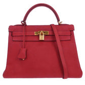 Kelly Handbag Red Togo with Gold Hardware 32