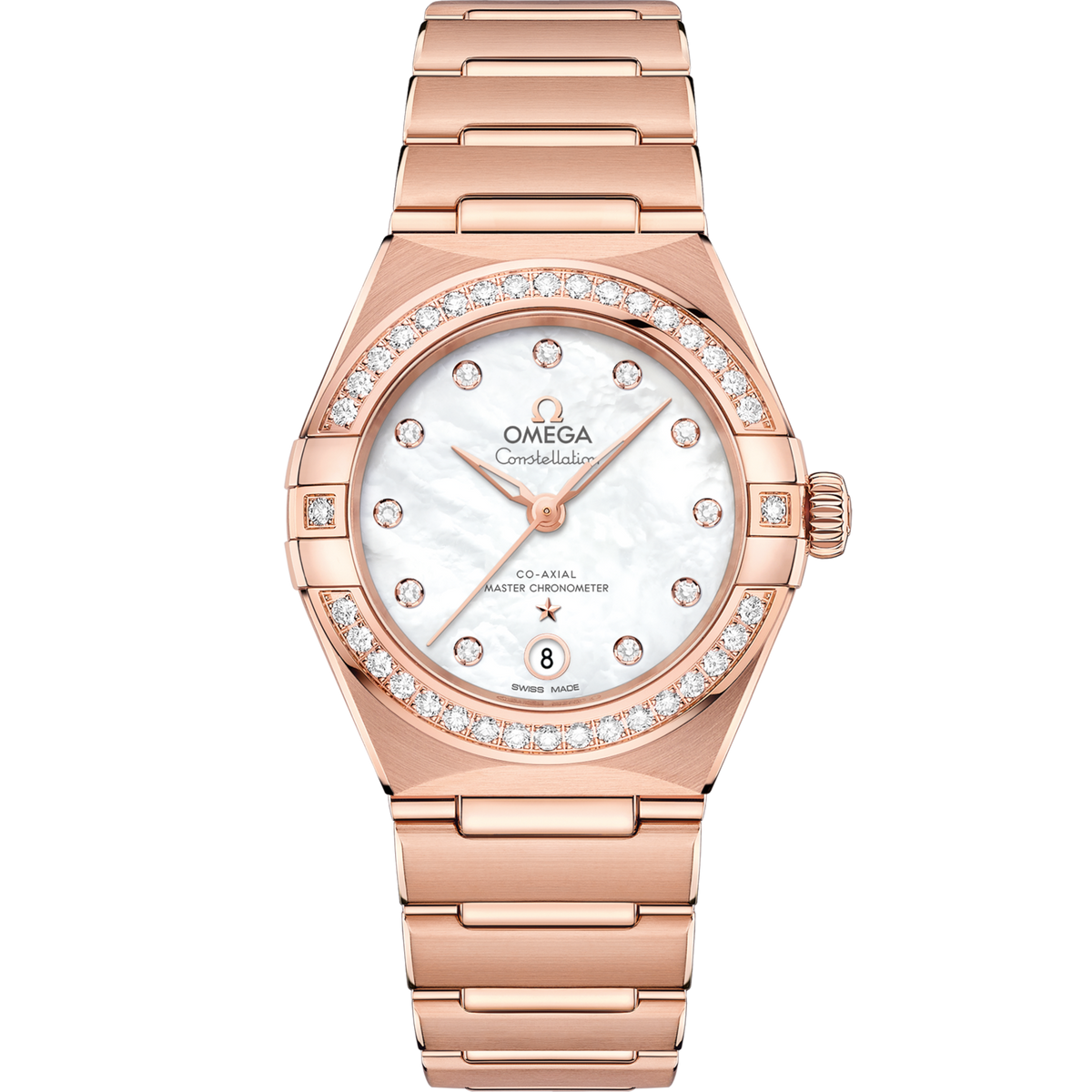 Omega Constellation 29 mm 18k Rose Gold White Dial Bracelet 131.55.29.20.55.001