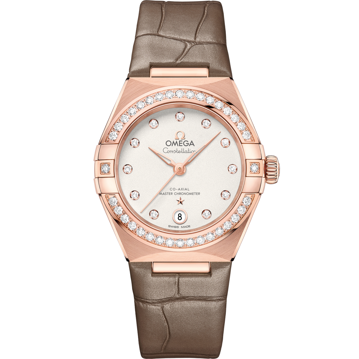 Omega Constellation 29 mm Sedna Gold Silver Dial Strap 131.58.29.20.52.002