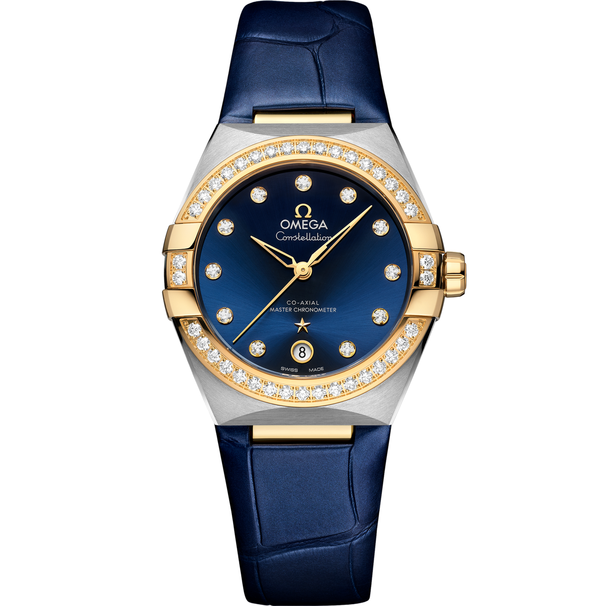 Omega Constellation 39 mm Steel Yellow Gold Red Dial Strap 131.28.36.20.53.001