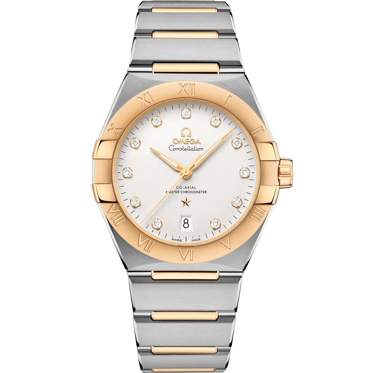 Omega Constellation 39 mm Steel Yellow Gold Silver Dial Bracelet 131.20.39.20.52.002