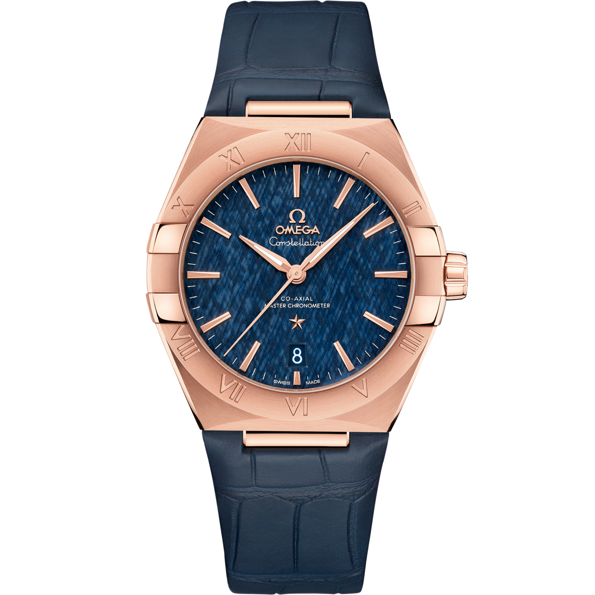 Omega Constellation 39 mm Sedna Gold Blue Dial Strap 131.53.39.20.03.001