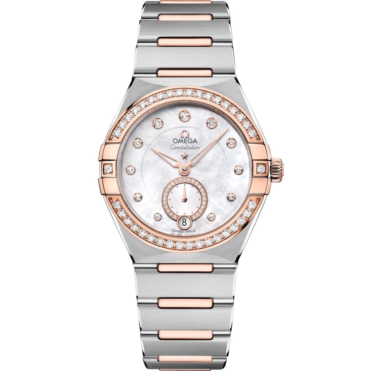 Omega Constellation 34 mm Steel Sedna Gold White Dial Bracelet 131.25.34.20.55.001