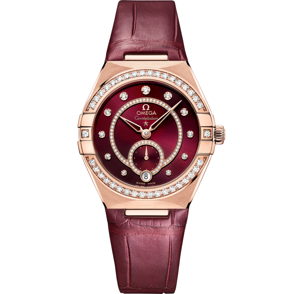 Omega Constellation 34 mm Sedna Gold Red Dial Strap 131.58.34.20.61.001