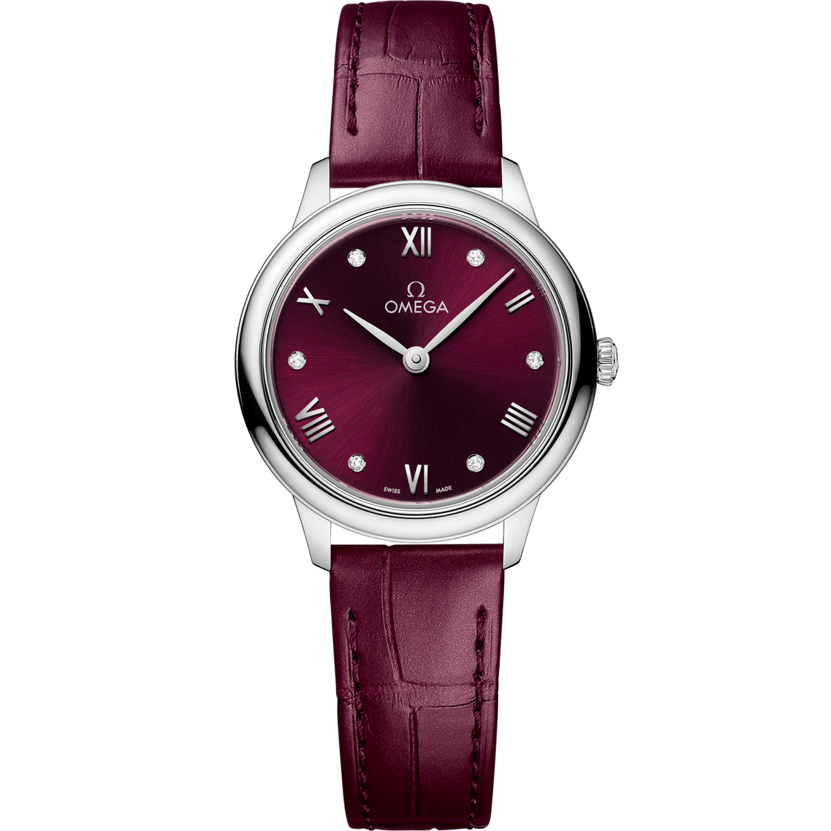 Omega De Ville Prestige 27.5 mm Steel Red Dial Strap 434.13.28.60.61.001