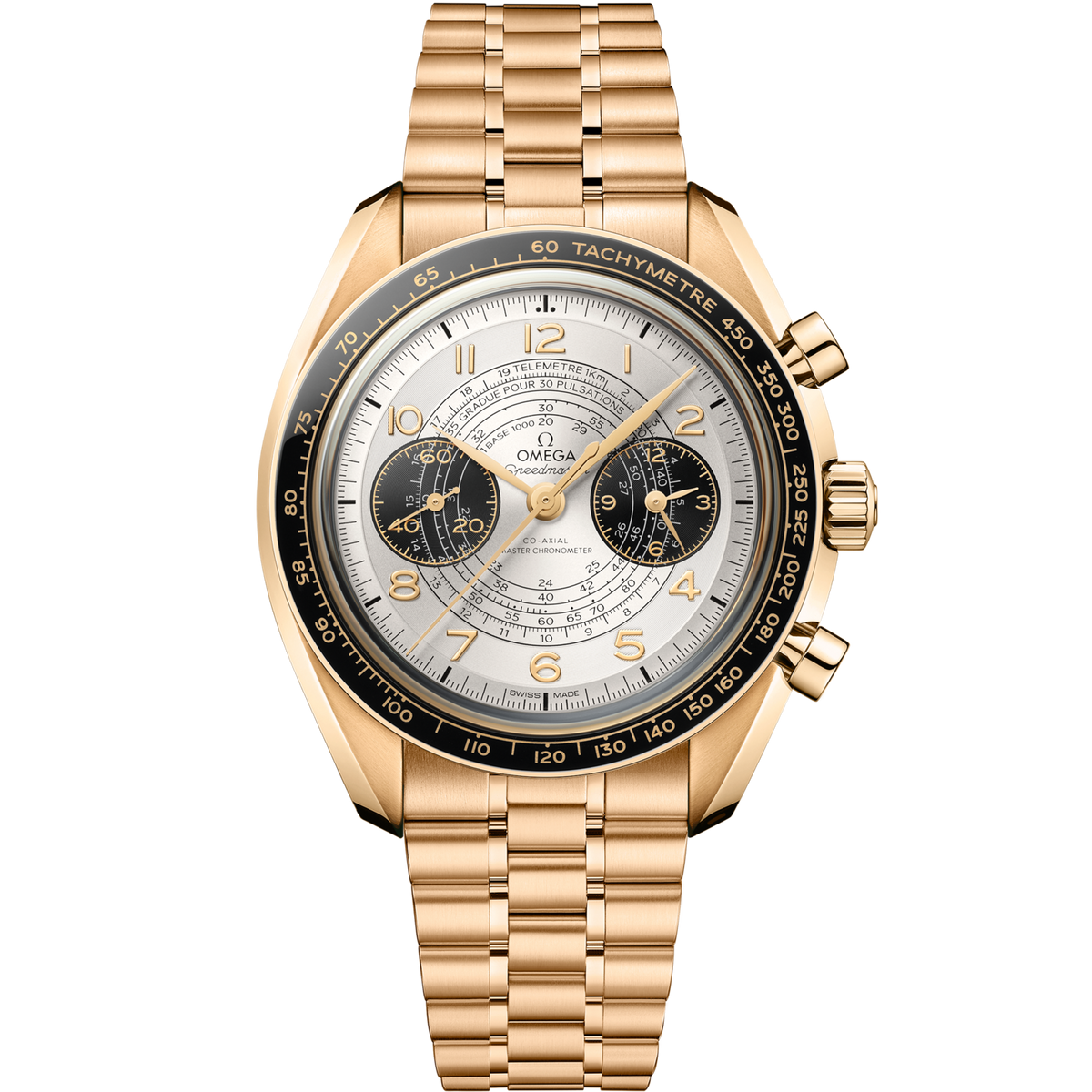Omega Speedmaster Chronoscope Gold Silver Dial Bracelet 522.60.43.51.02.001