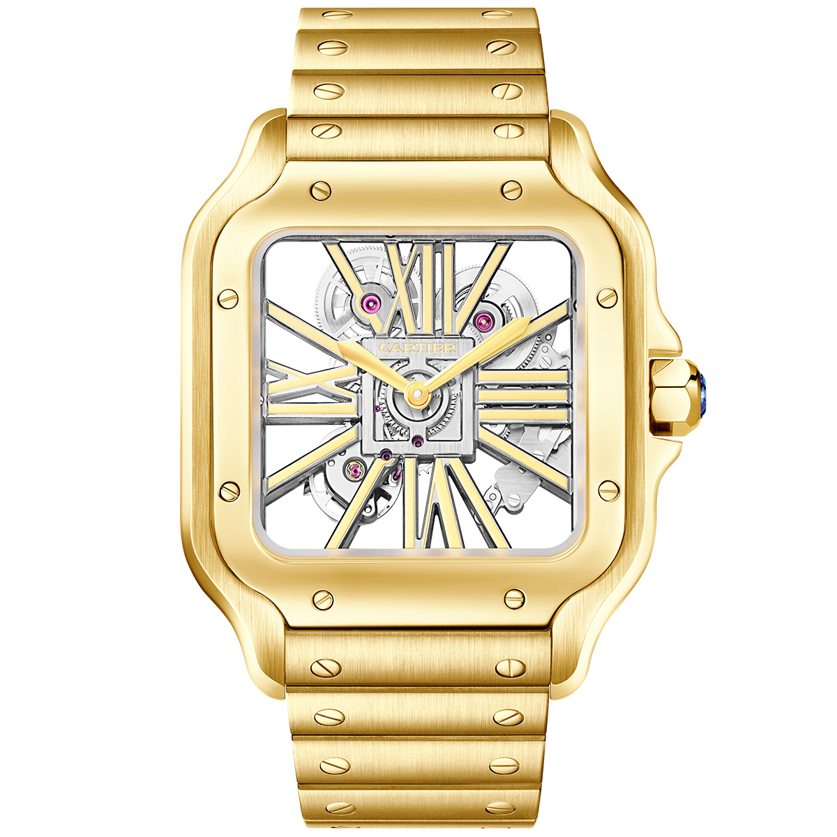 Santos de CT Large 18ct Yellow Gold Men’s Skeleton Dial Watch