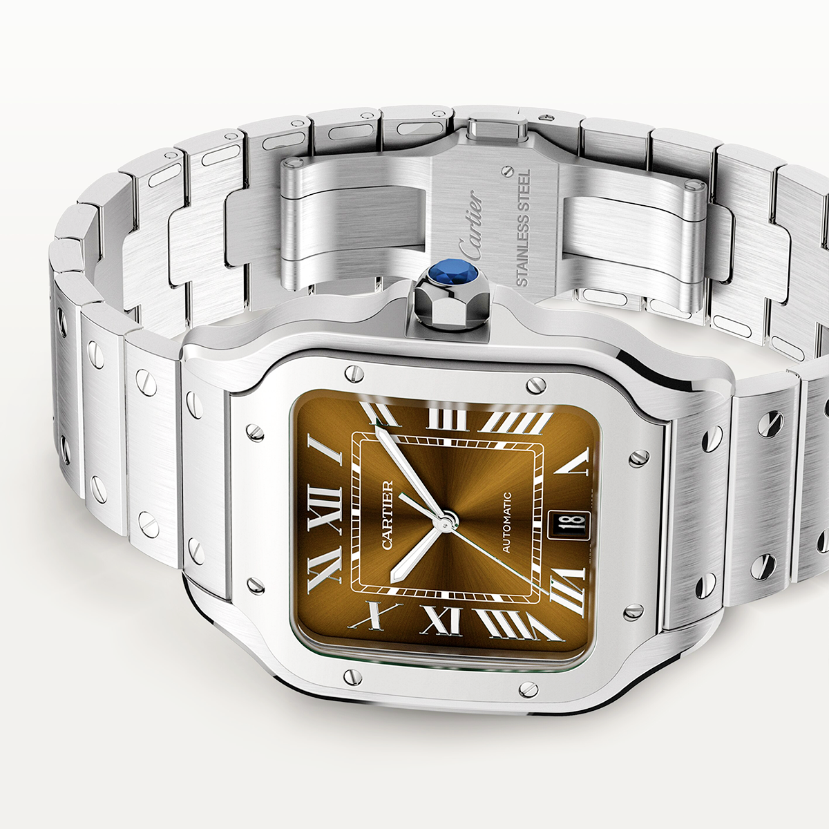Santos de CT Large Brown Dial Automatic Bracelet/Strap Watch
