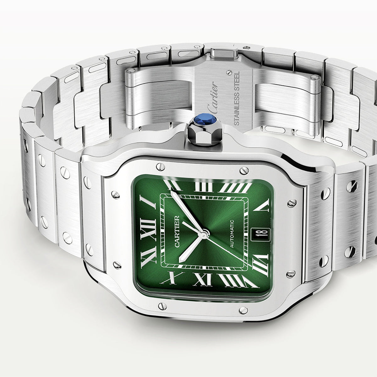 Santos de CT Large Smoky Green Dial Automatic Bracelet/Strap Watch