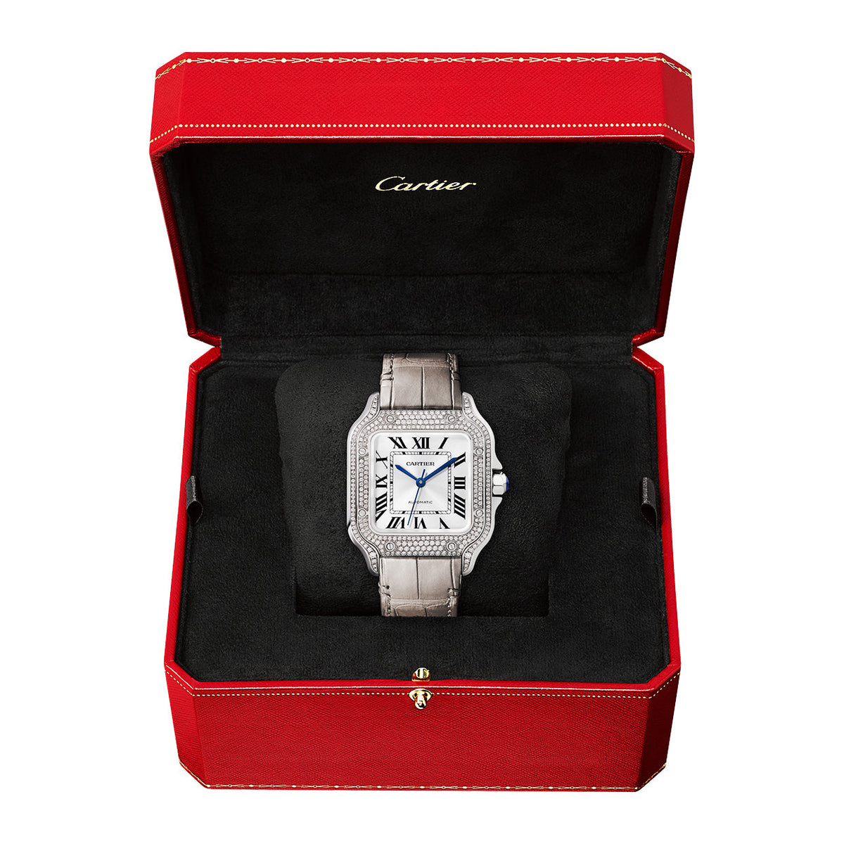Santos de CT Medium Diamond Set Automatic 18ct White Gold Watch