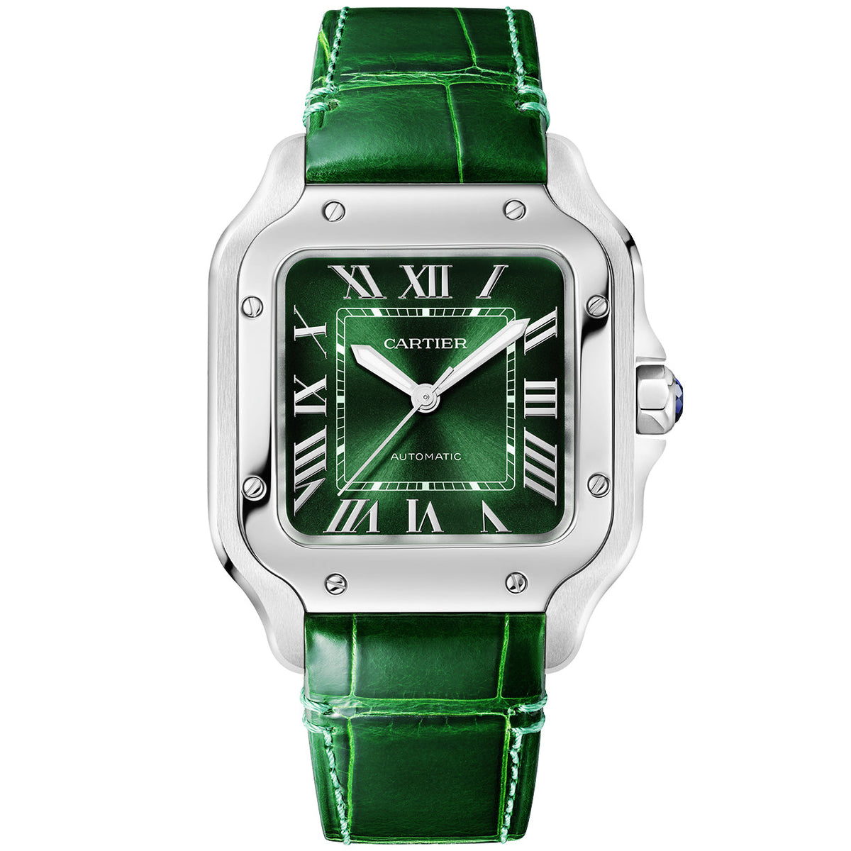 Santos de CT Medium Smoky Green Dial Automatic Bracelet/Strap Watch