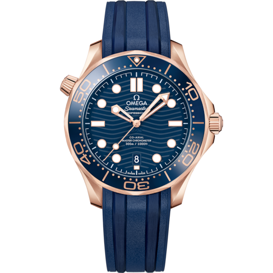 Omega Seamaster Diver 300M 42 mm Sedna Gold Blue Dial Strap 210.62.42.20.03.001