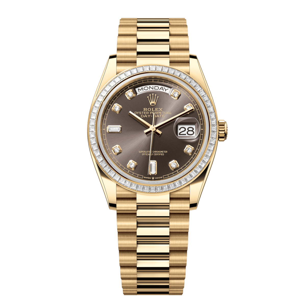 Rolex Day-Date 36 mm Dark Grey Diamond 18k Yellow Gold President 128398tbr-0006