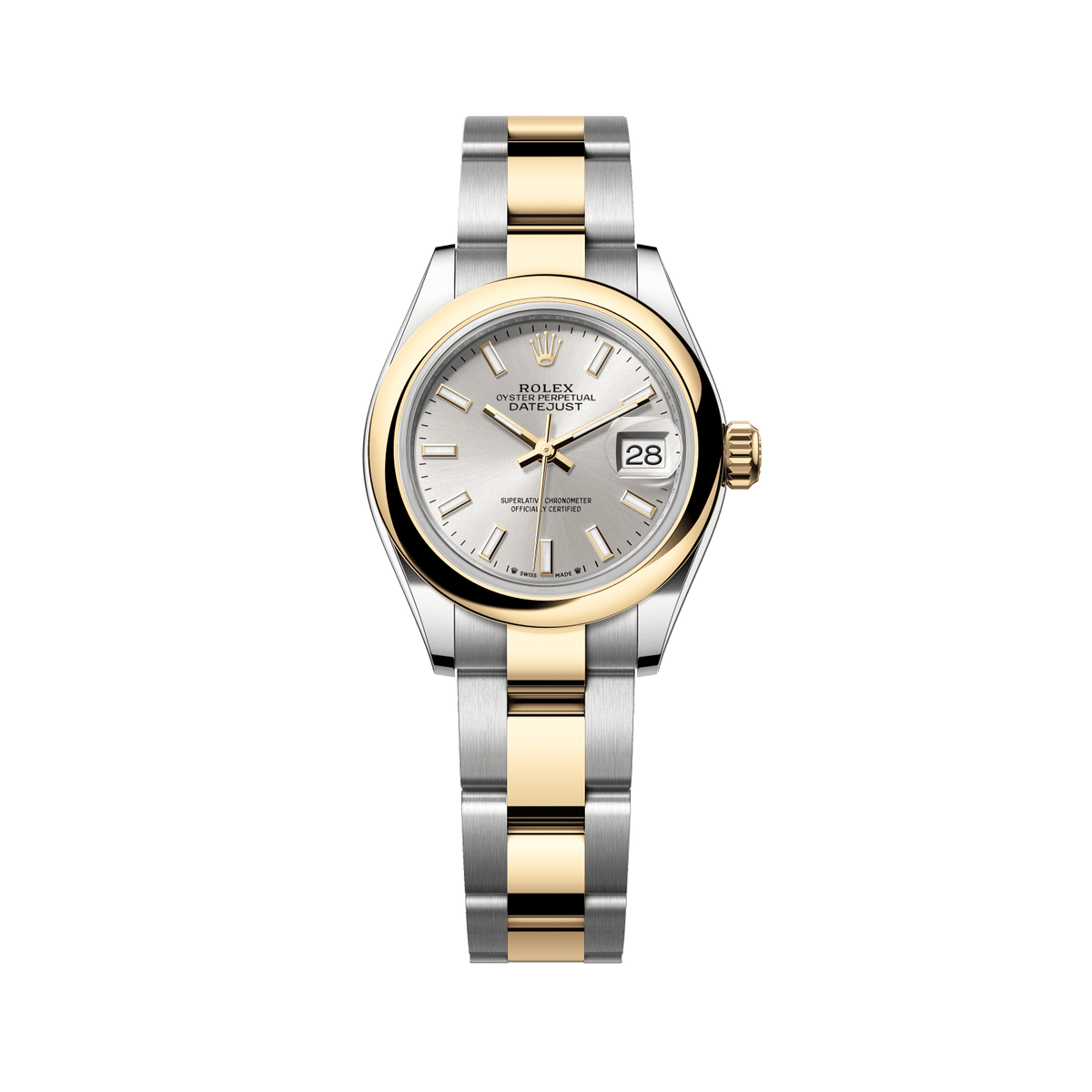 Rolex Lady-Datejust 28 mm 18 kt Yellow Gold Silver Oyster 279163-0020