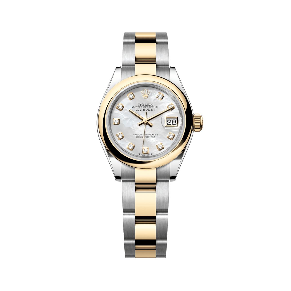 Rolex Lady-Datejust 28 mm 18 kt Yellow Gold White Mother-Of-Pearl Diamond Oyster 279163-0014