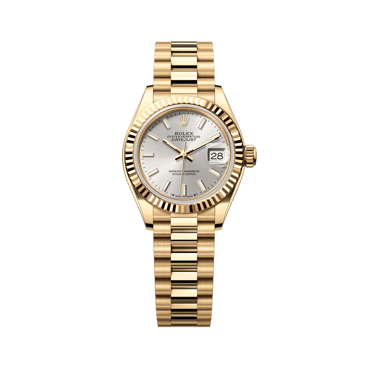 Rolex Oyster 28 mm 18k Yellow Gold Silver President 279178-0005