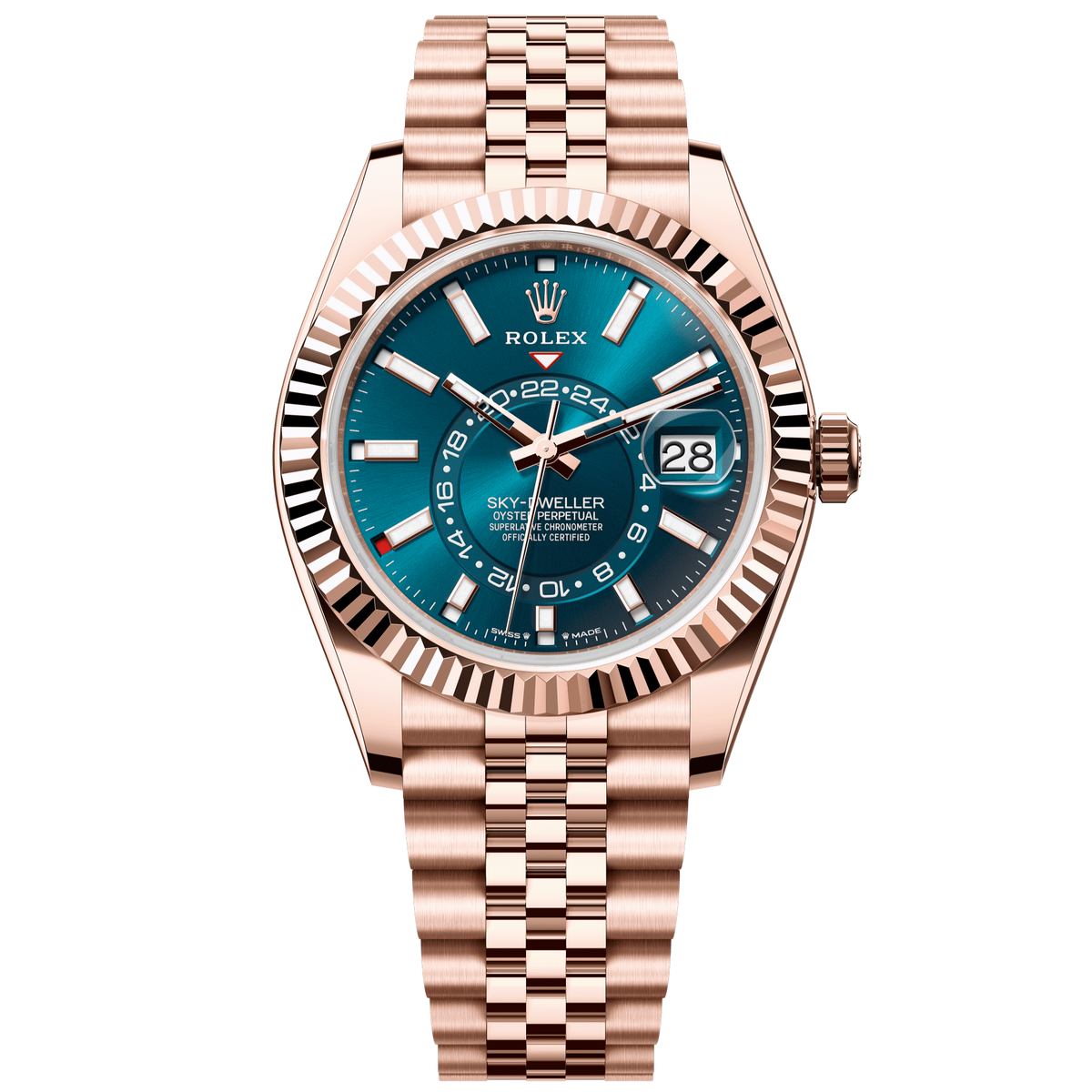 Rolex Sky-Dweller 42 mm Blue-Green 18k Everose Gold Jubilee 336935-0005