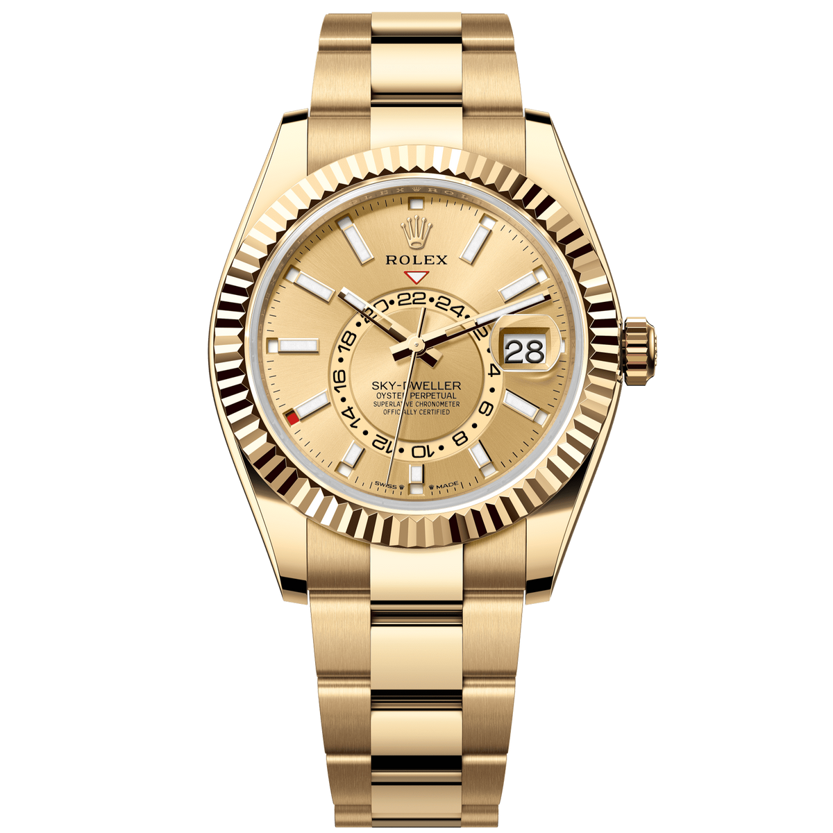 Rolex Sky-Dweller 42 mm Champagne 18k Yellow Gold Oyster 336938-0001