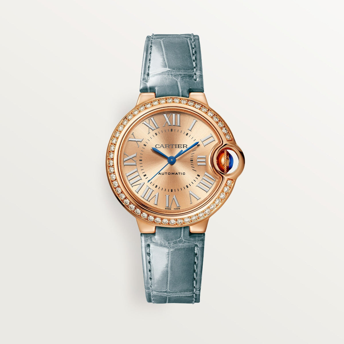 Cartier Ballon Bleu 33 mm Rose Gold Sunray Dial Strap WJBB0076