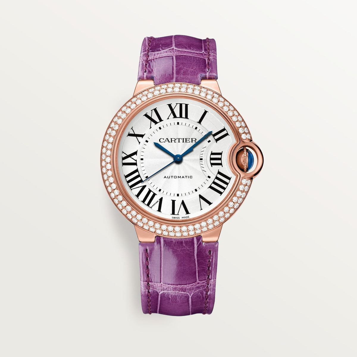Cartier Ballon Bleu 36 mm Rose Gold Silver Dial Strap WJBB0050