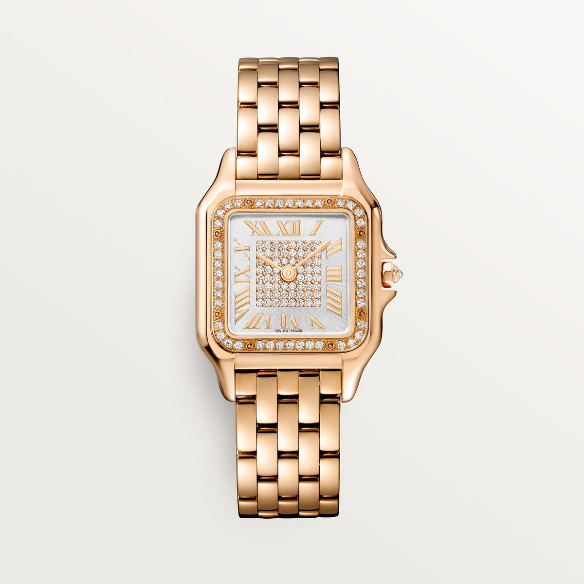 Cartier Panthère Medium Rose Gold Silver Sunray Dial Bracelet WJPN0041