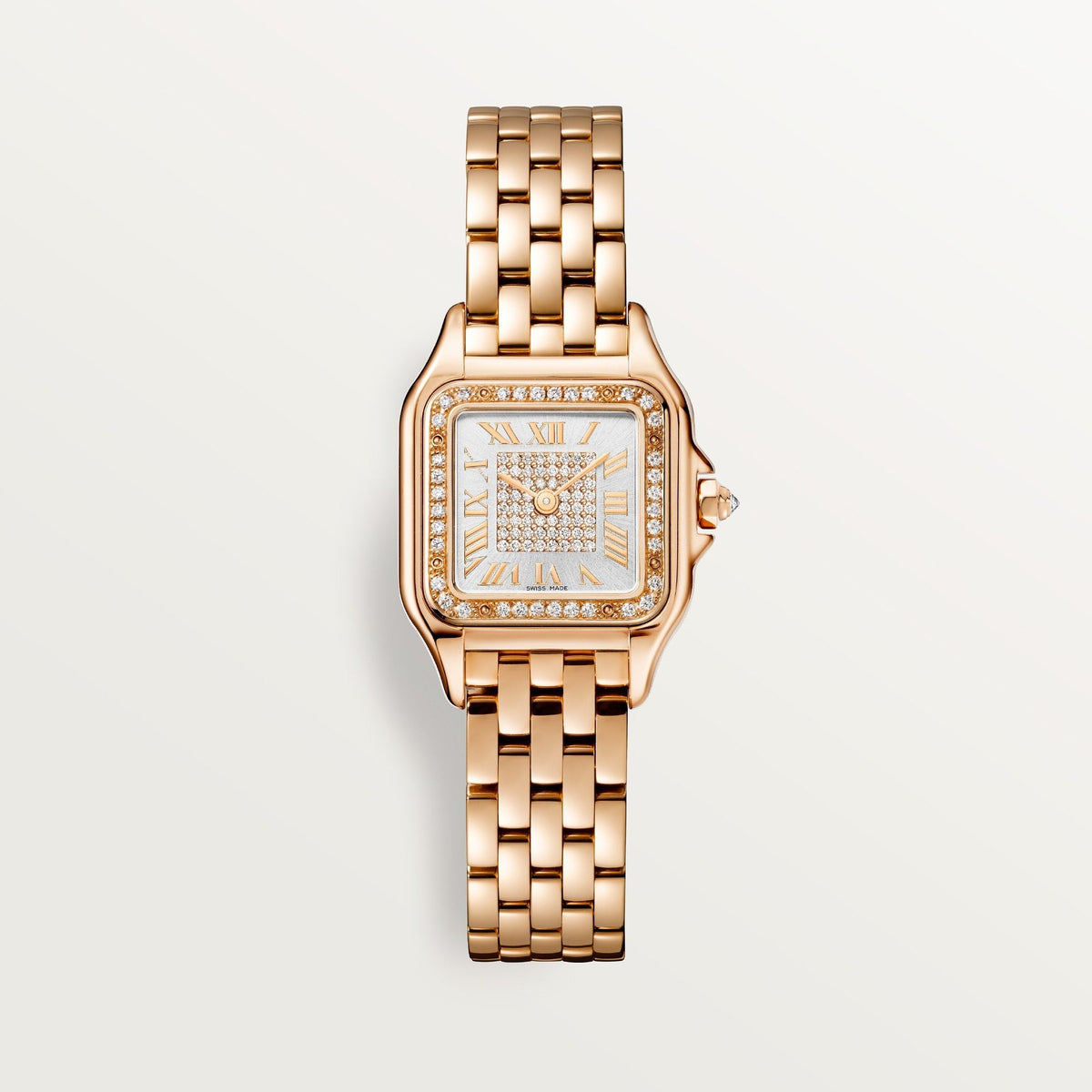 Cartier Panthère Small Rose Gold Silver Sunray Dial Bracelet WJPN0039