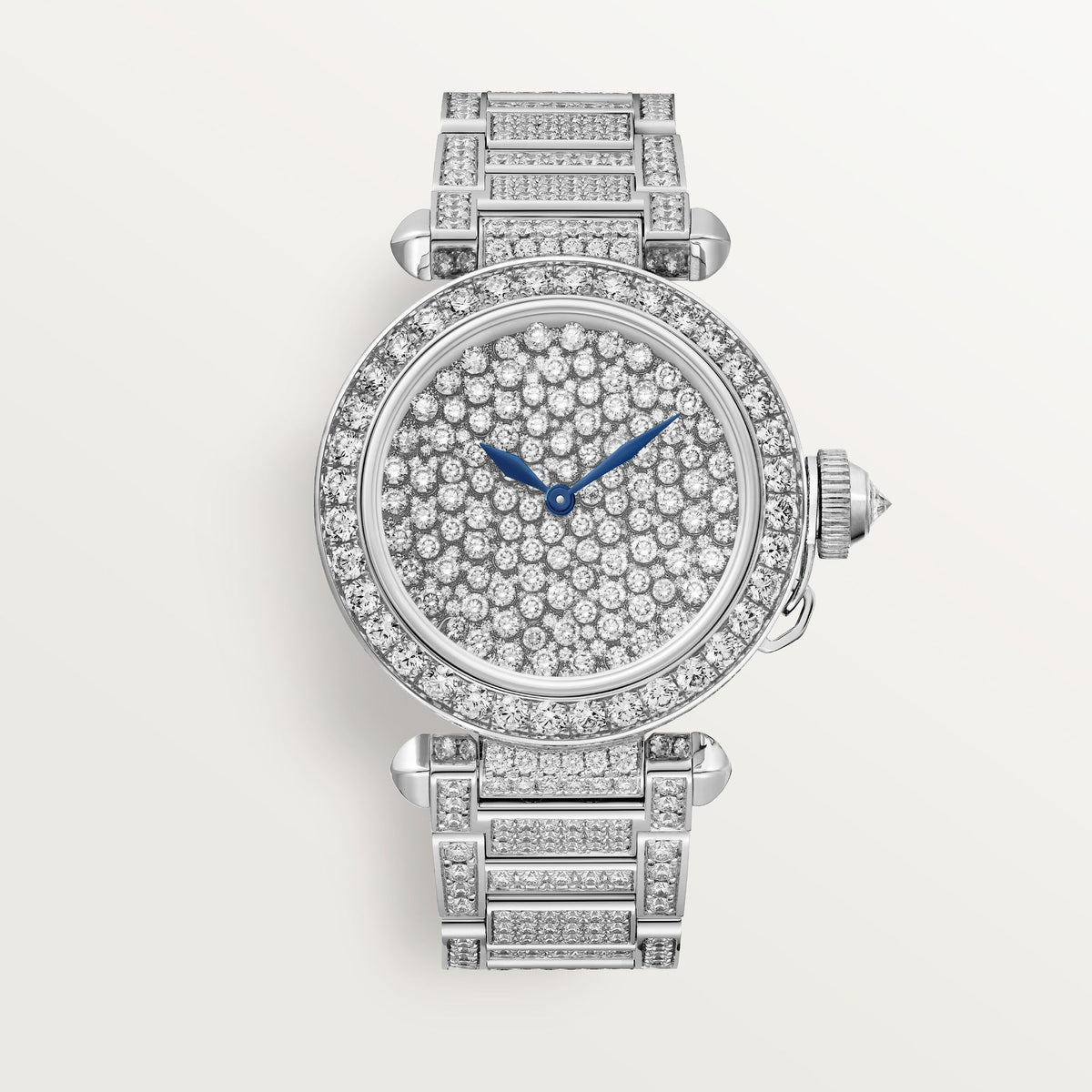 Cartier Pasha 35 mm White Gold Diamond Paved Dial Bracelet HPI01392