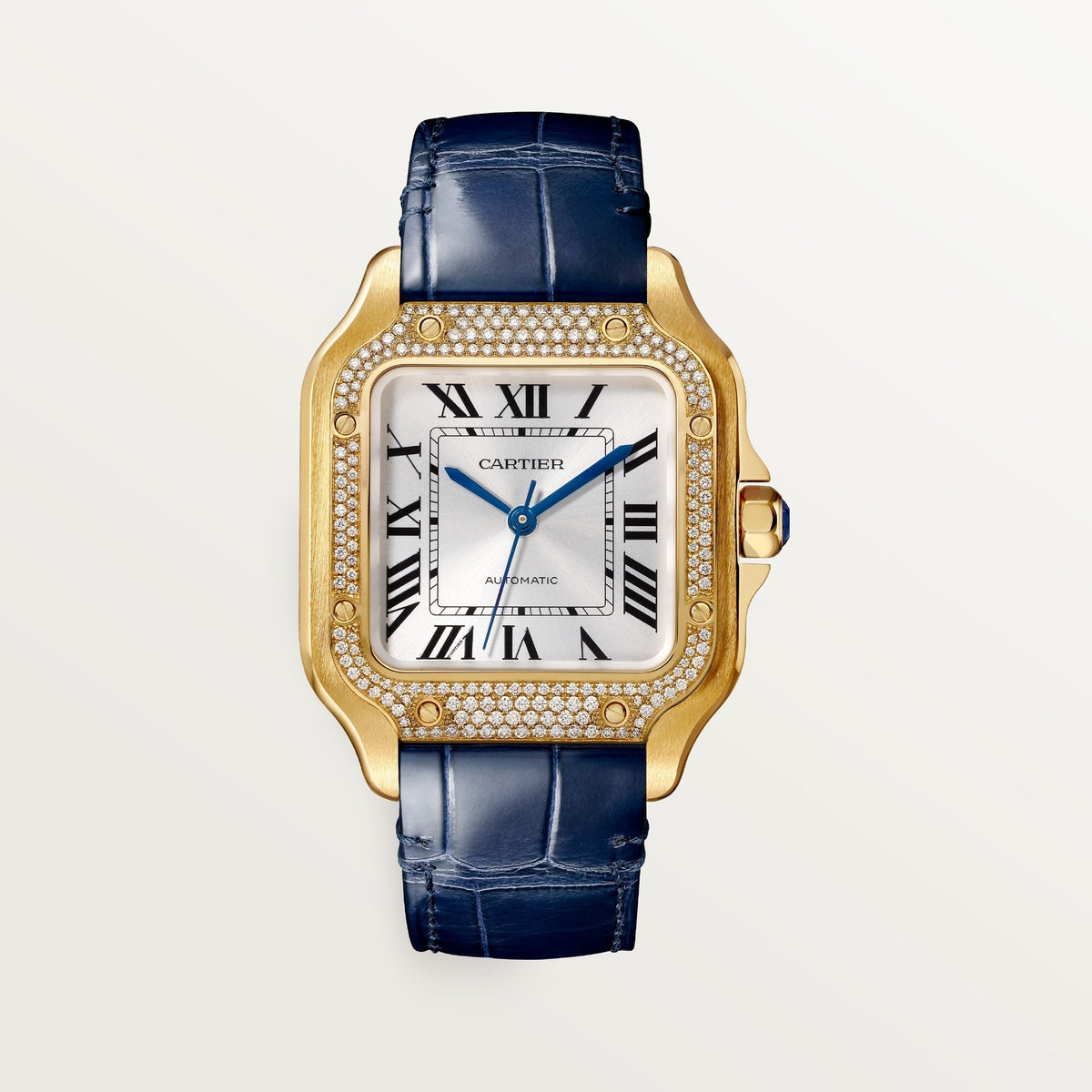 Cartier Santos Medium 35.1 mm 18k Yellow Gold Sunray Dial Strap WJSA0013