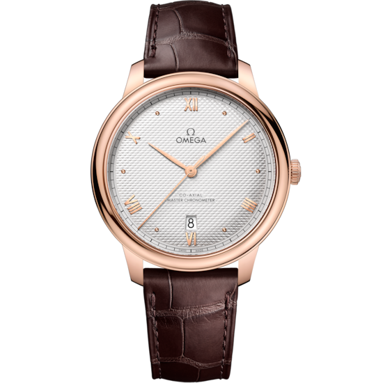 Omega De Ville Prestige 40 mm Rose Gold Silver Dial Strap 434.53.40.20.02.001