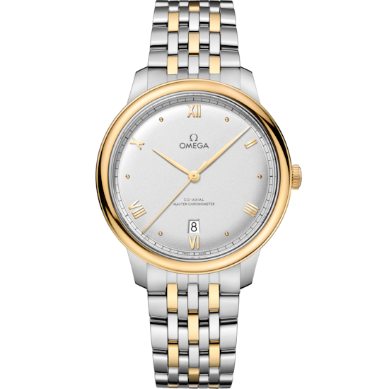 Omega De Ville Prestige 40 mm Steel Yellow Gold Silver Dial Bracelet 434.20.40.20.02.002