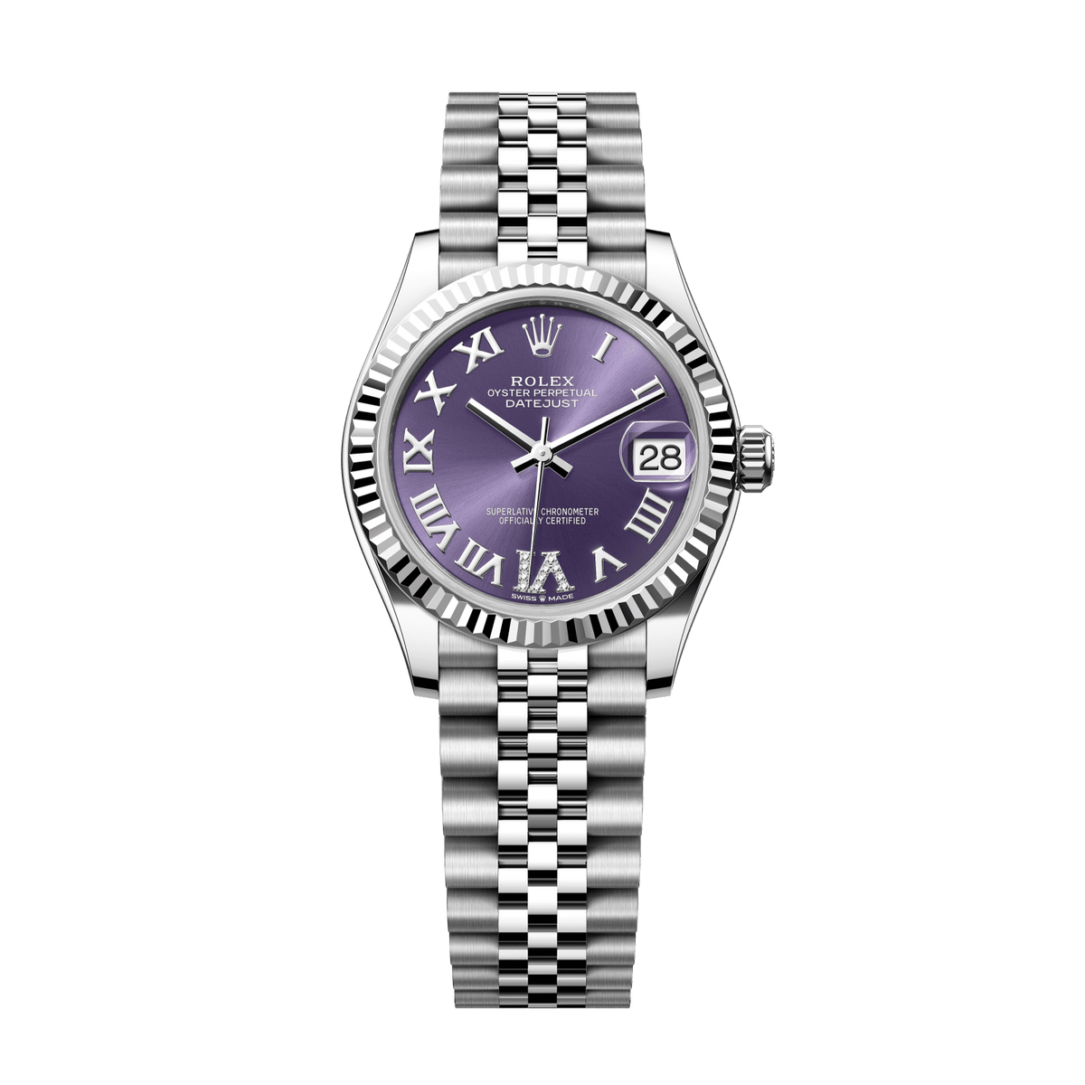 Rolex Datejust 31 31 mm White Gold Aubergine Diamond Dial Bracelet 278274-0026