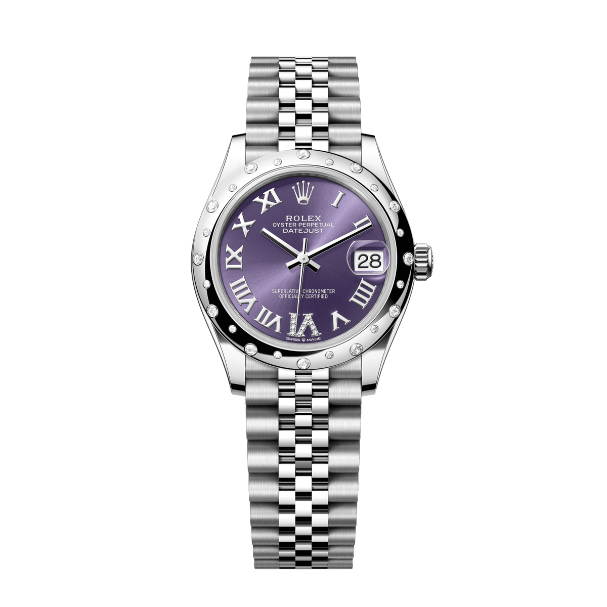 Rolex Datejust 31 mm Oystersteel White Gold Aubergine Diamond Dial Bracelet 278344rbr-0028