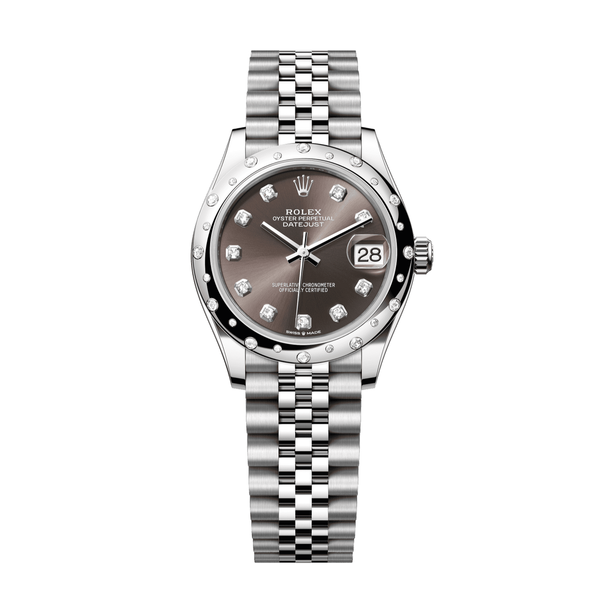 Rolex Datejust 31 mm Oystersteel White Gold Dark Grey Diamond Dial Bracelet 278344rbr-0008