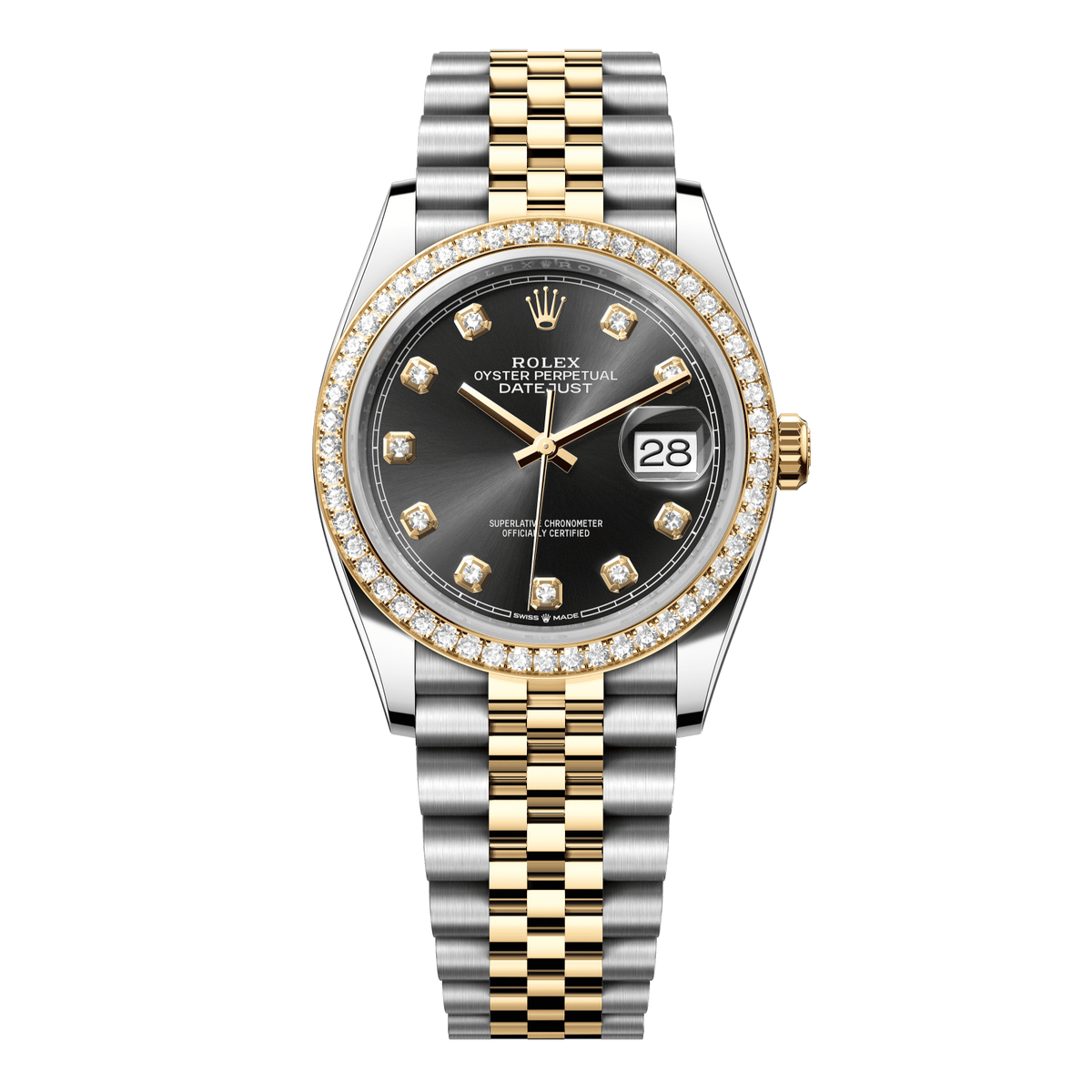 Rolex Datejust 36 mm Bright Black Diamonds 18k Yellow Gold 126283rbr-0007