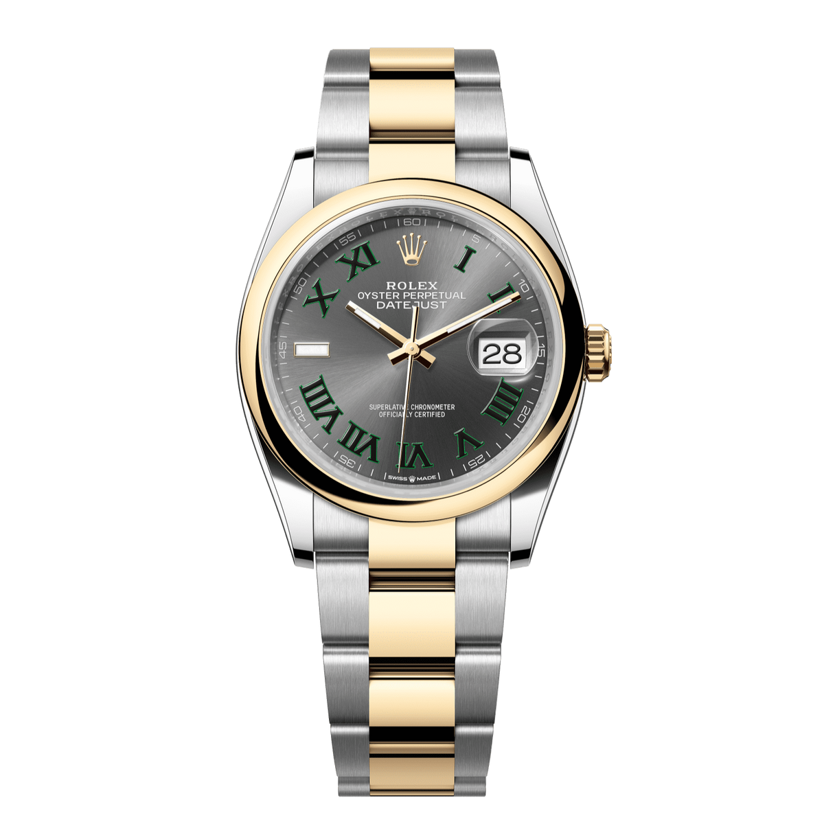 Rolex Datejust 36 mm Oystersteel Yellow Gold Slate Oyster 126203-0036