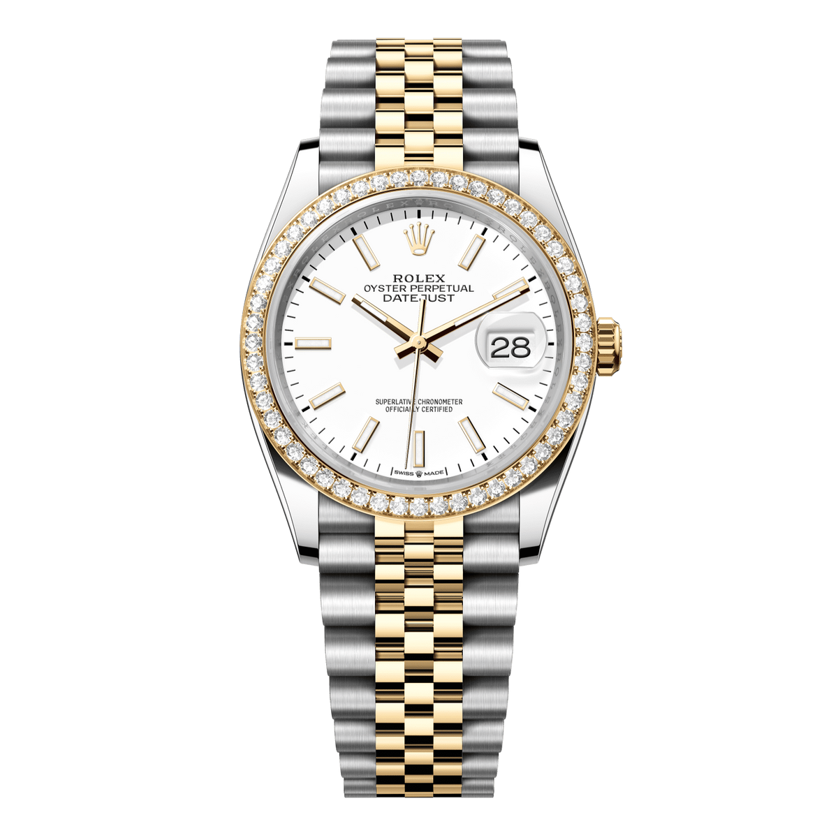 Rolex Datejust 36 mm White Diamonds 18k Yellow Gold Jubilee 126283rbr-0005