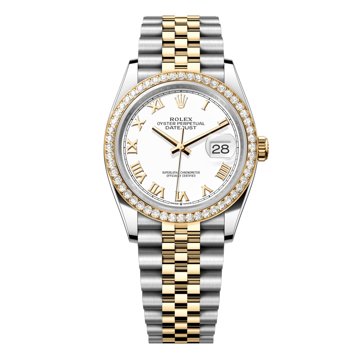 Rolex Datejust 36 mm White Diamonds 18k Yellow Gold Jubilee 126283rbr-0015
