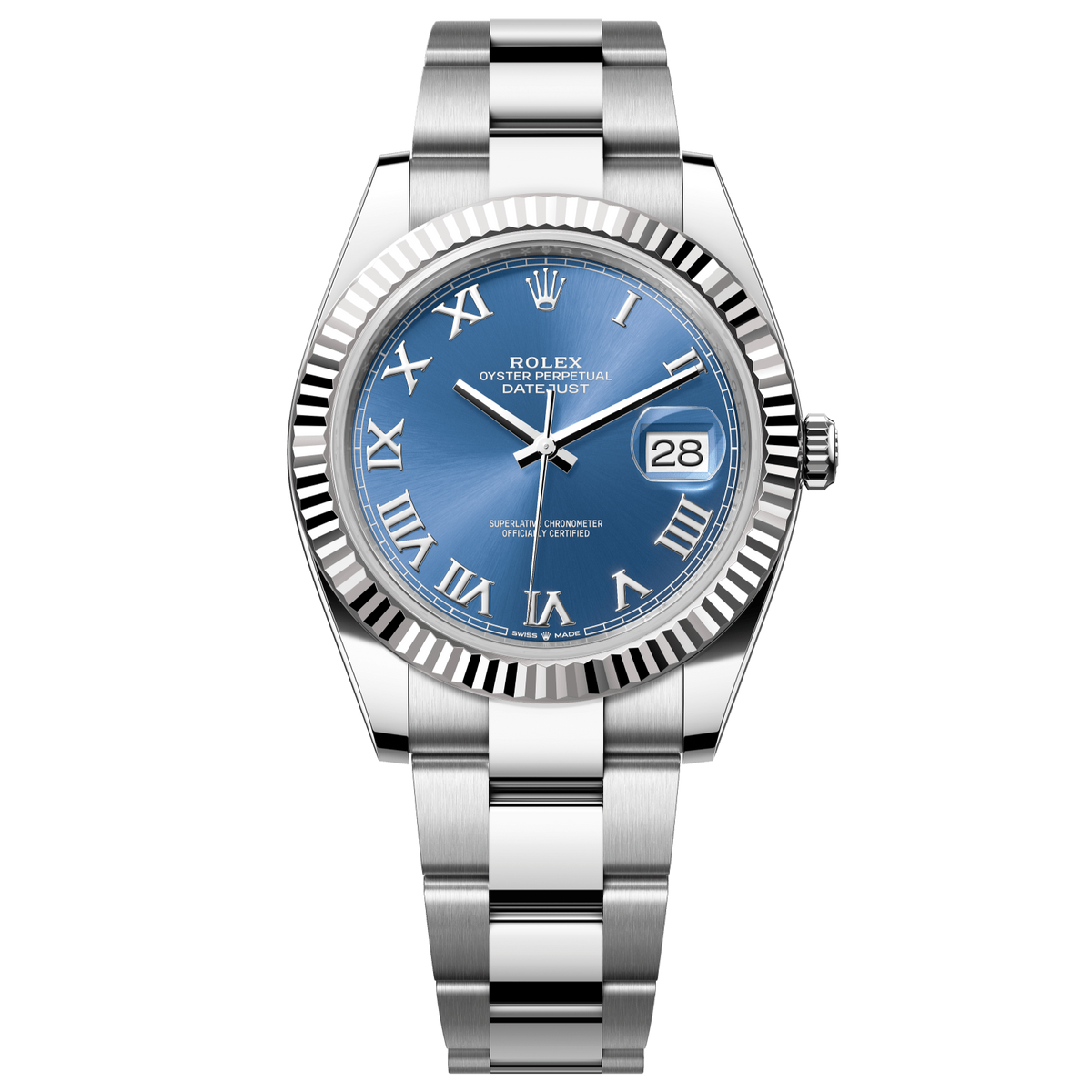 Rolex Datejust 41 mm Azzurro-Blue Dial Oystersteel White Gold Oyster 126334-0025