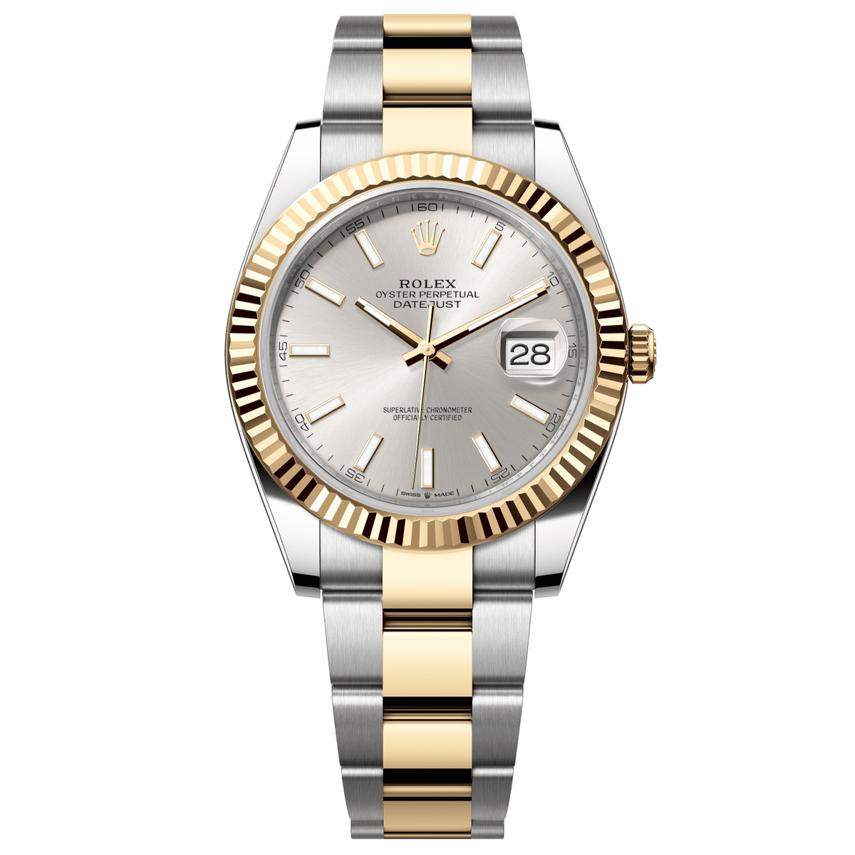 Rolex Datejust 41 mm Silver 18k Yellow Gold Oyster 126333-0001