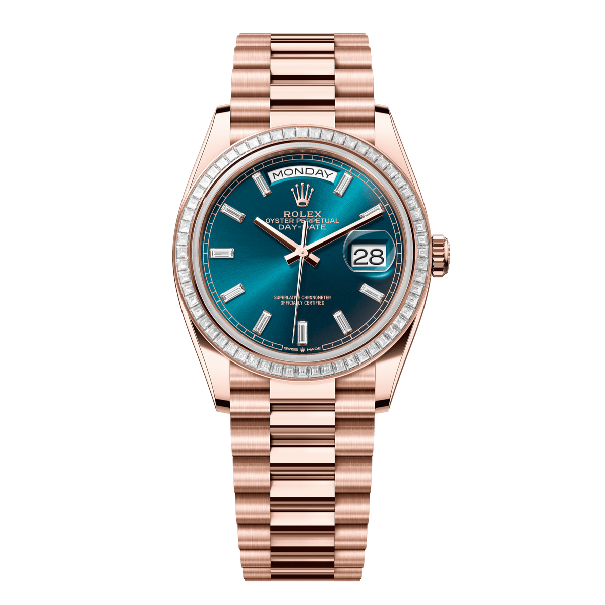 Rolex Day-Date 36 mm Everose Gold Diamond President 128395tbr-0032
