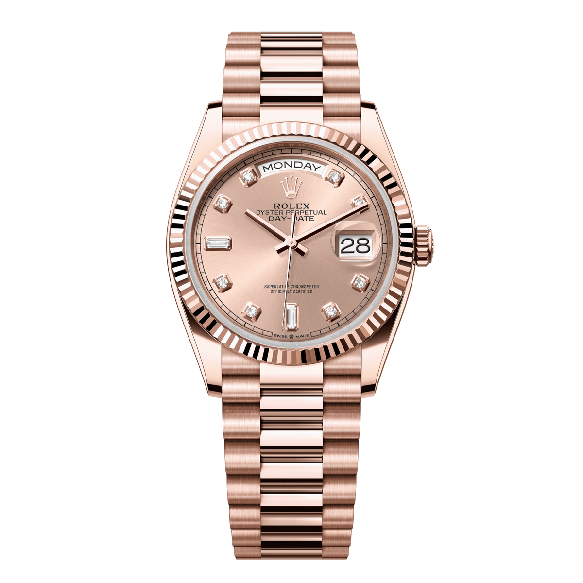 Rolex Day-Date 36 mm Rosé Diamonds 18k Everose Gold President 128235-0009
