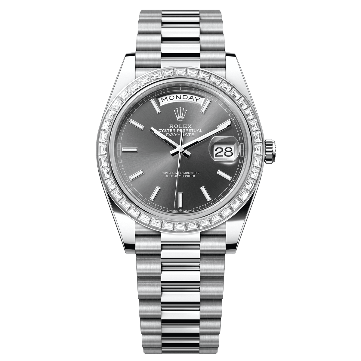Rolex Day-Date 40 mm Slate Diamonds Platinum President 228396tbr-0031