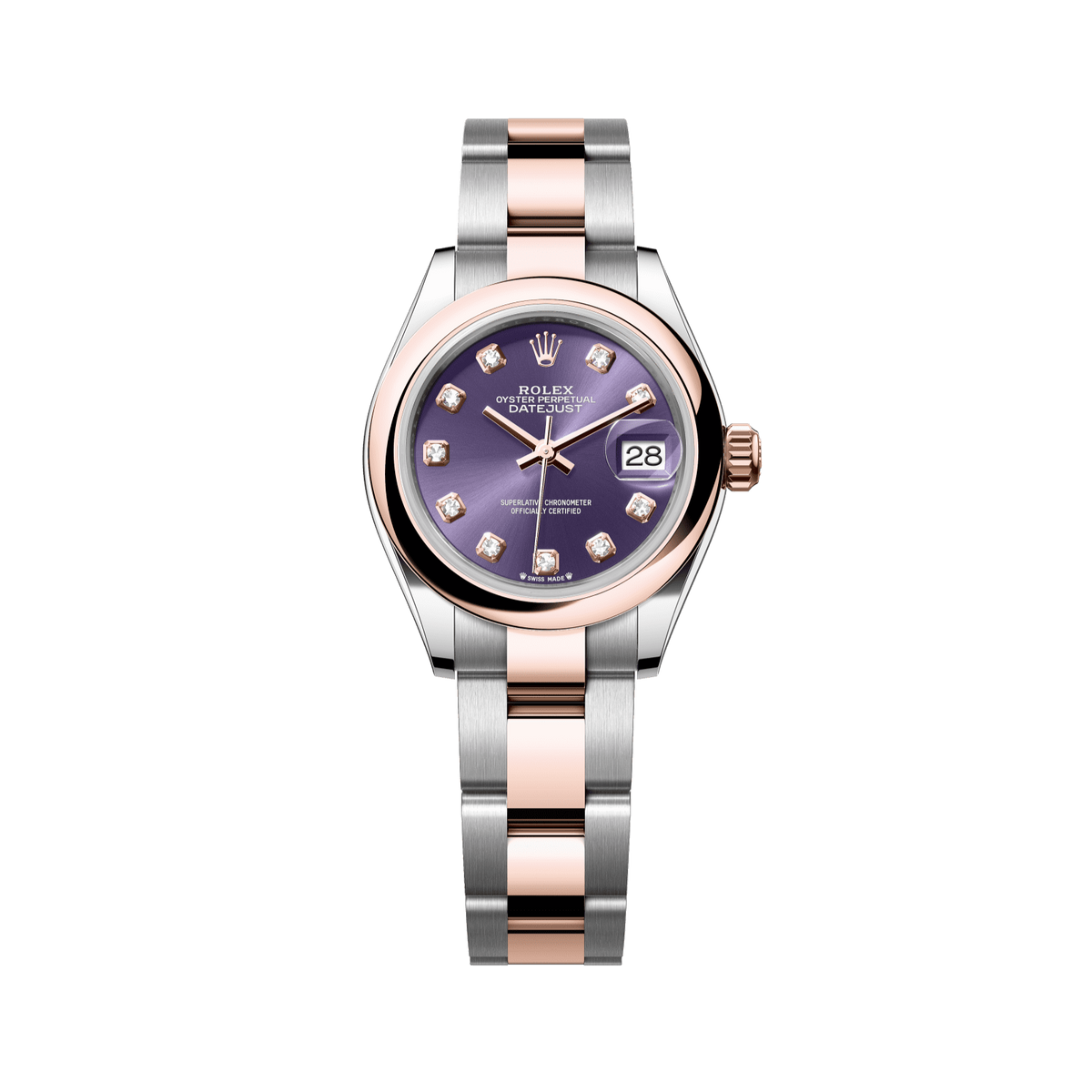Rolex Lady-Datejust 28 mm Aubergine Oystersteel Everose Gold Diamond Oyster 279161-0016