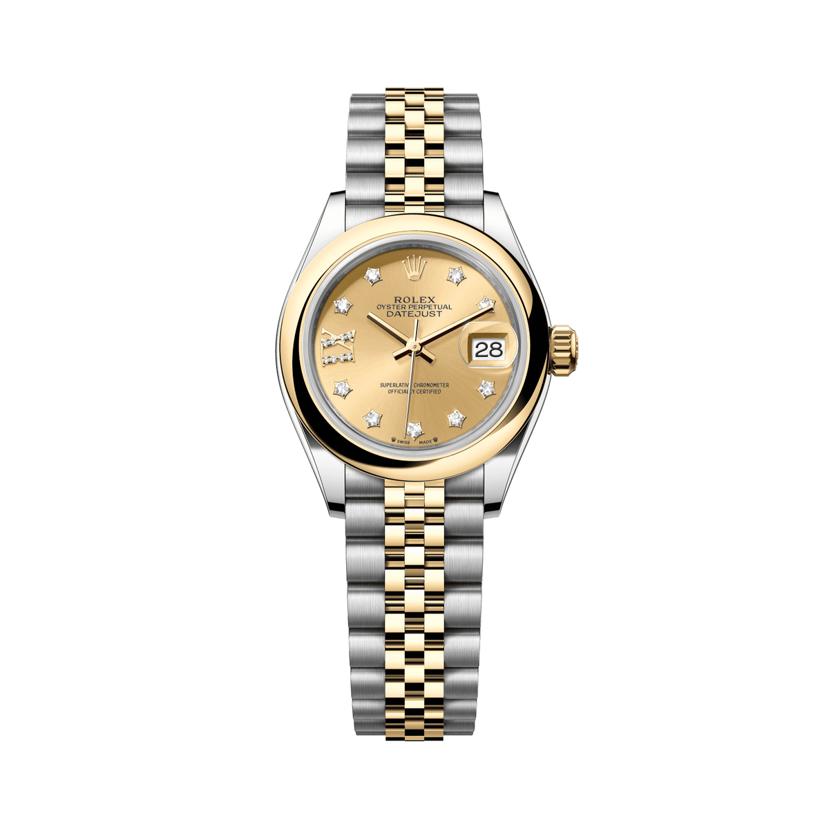 Rolex Lady-Datejust 28 28 mm Steel Yellow Gold Diamond Dial Bracelet 279163-0022