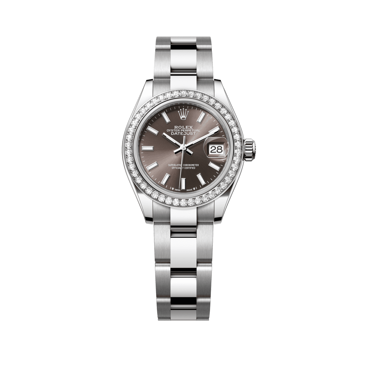 Rolex Lady-Datejust 28 mm Dark Grey Dial Oystersteel White Gold Oyster 279384rbr-0014