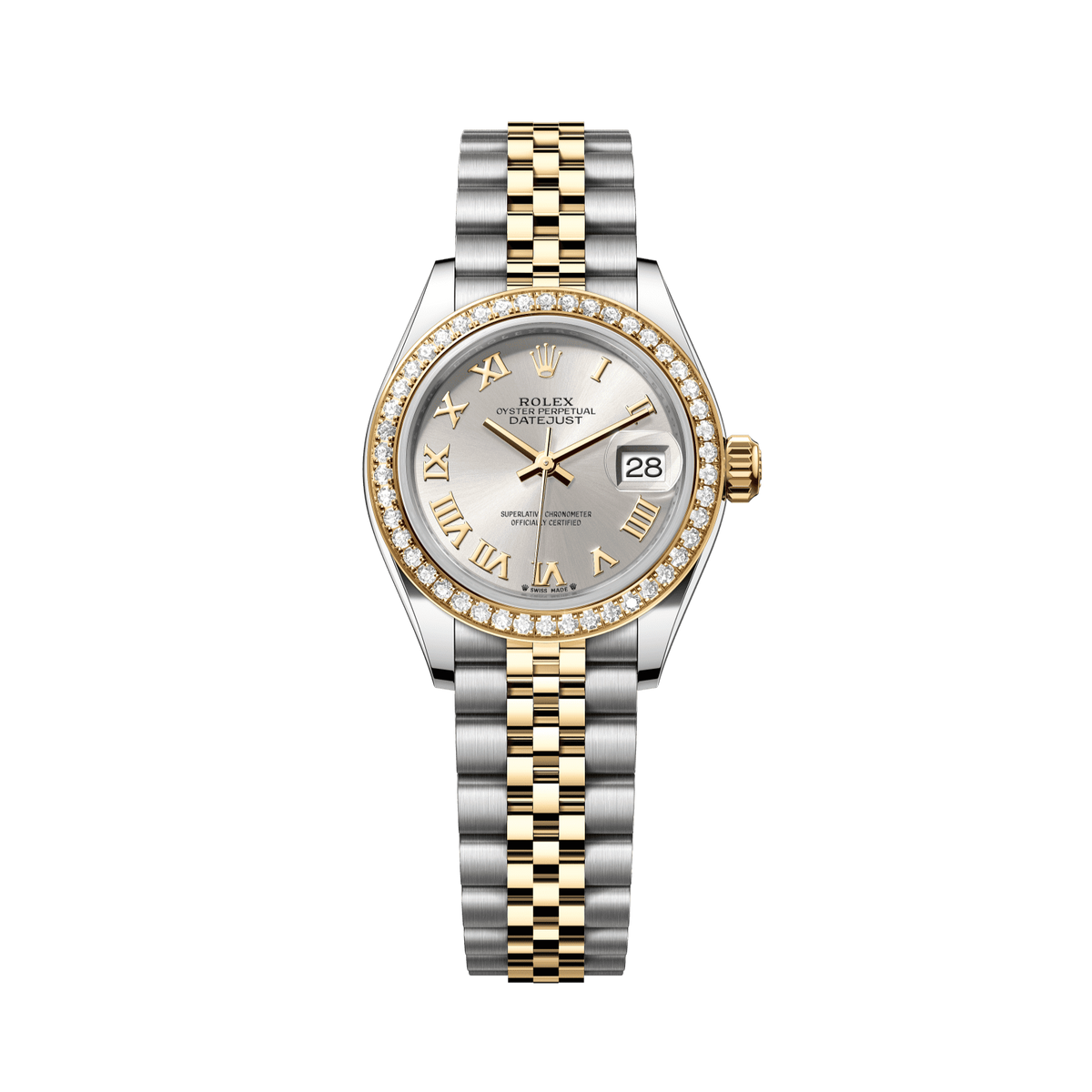 Rolex Lady-Datejust 28 mm Steel Yellow Gold Silver Dial Bracelet 279383rbr-0005