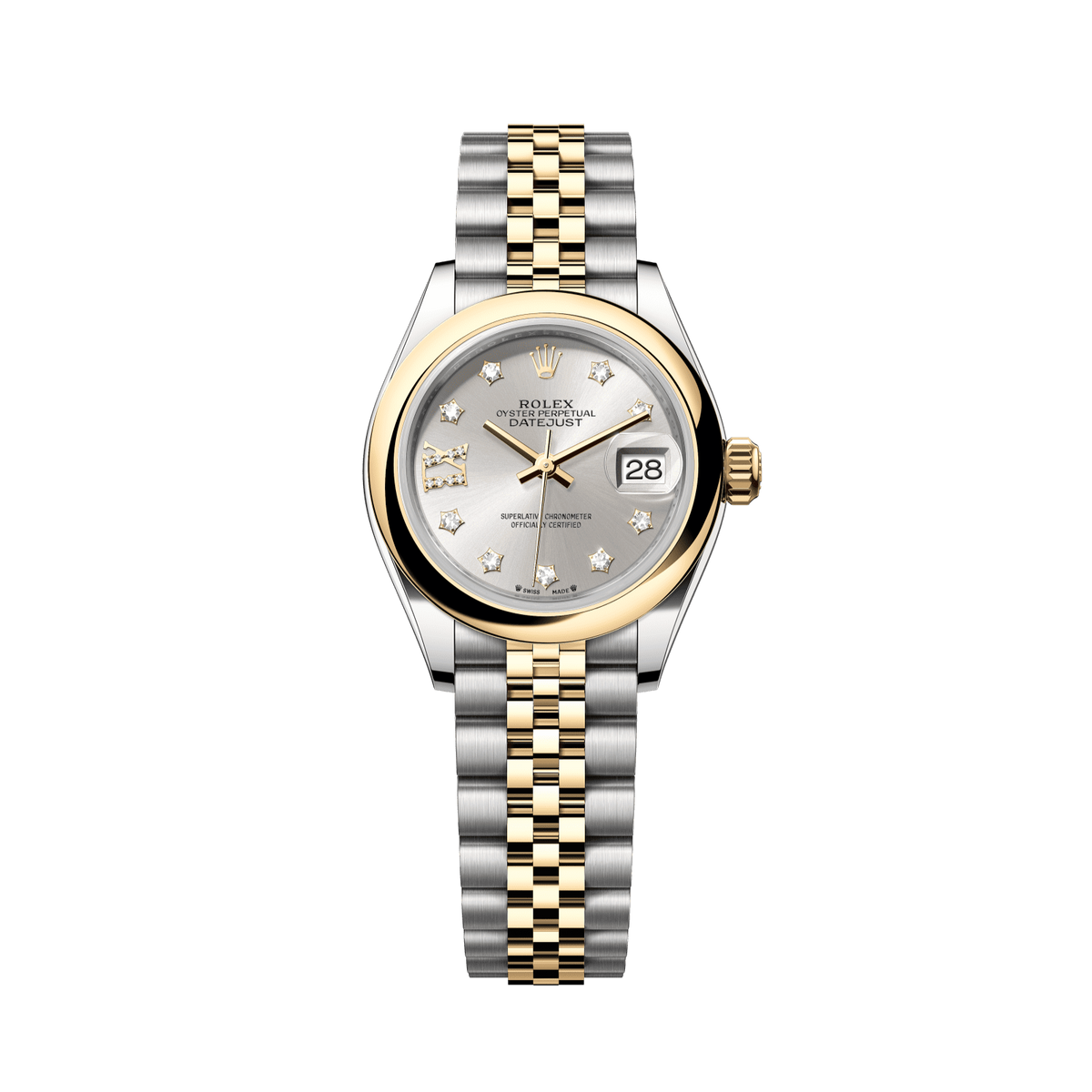 Rolex Lady-Datejust 28 mm Steel/Gold Silver Dial Bracelet 279163-0003