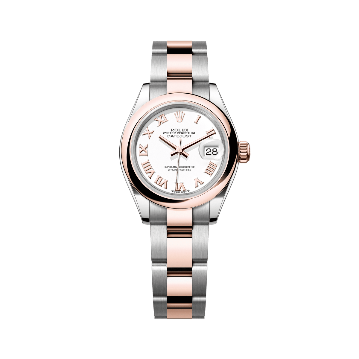 Rolex Lady-Datejust 28 mm White Oystersteel Everose Gold Oyster 279161-0022