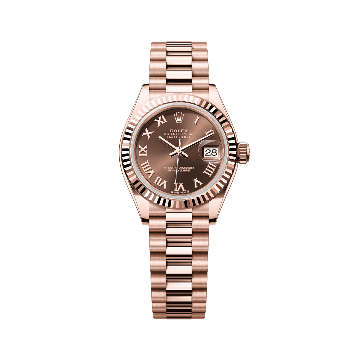 Rolex Oyster 28 mm Chocolate Dial 18k Everose Gold President 279175-0014