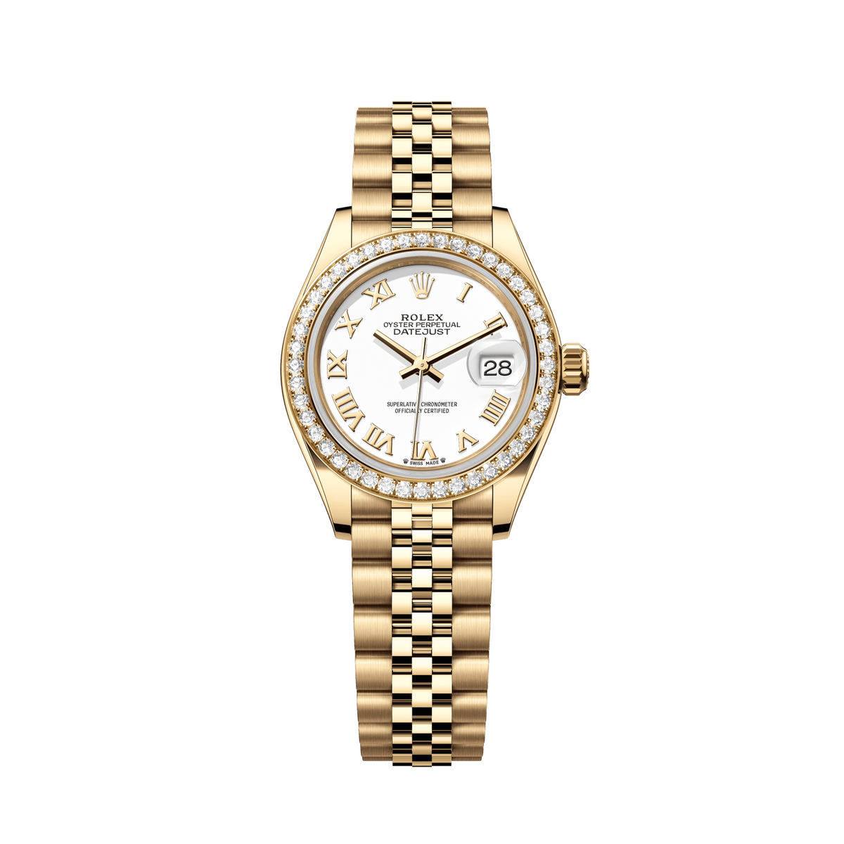 Rolex Oyster 28 mm 18k Yellow Gold Silver Dial Bracelet 279138rbr-0032